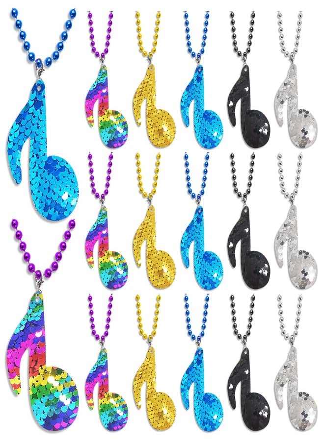 CiciBear 15 Pack Note Sequin Necklace Party Favors with Mardi Gras Beads for Karaoke Party, Tik Tok Birthday, Baby Shower, 50s 80s Theme Party,Festivals, Wedding, Birthday Celebrations, 5 Colors - Image 1